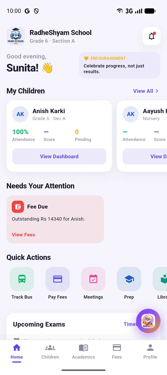 The GyanMul app for a parent