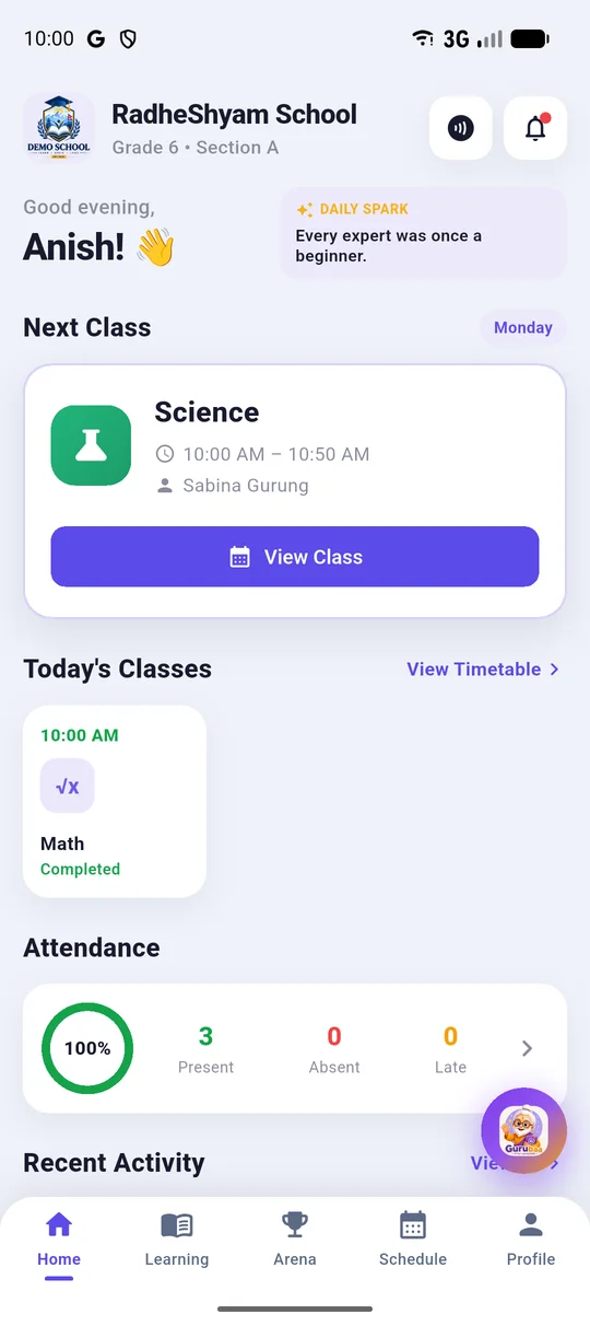 The GyanMul app for a student